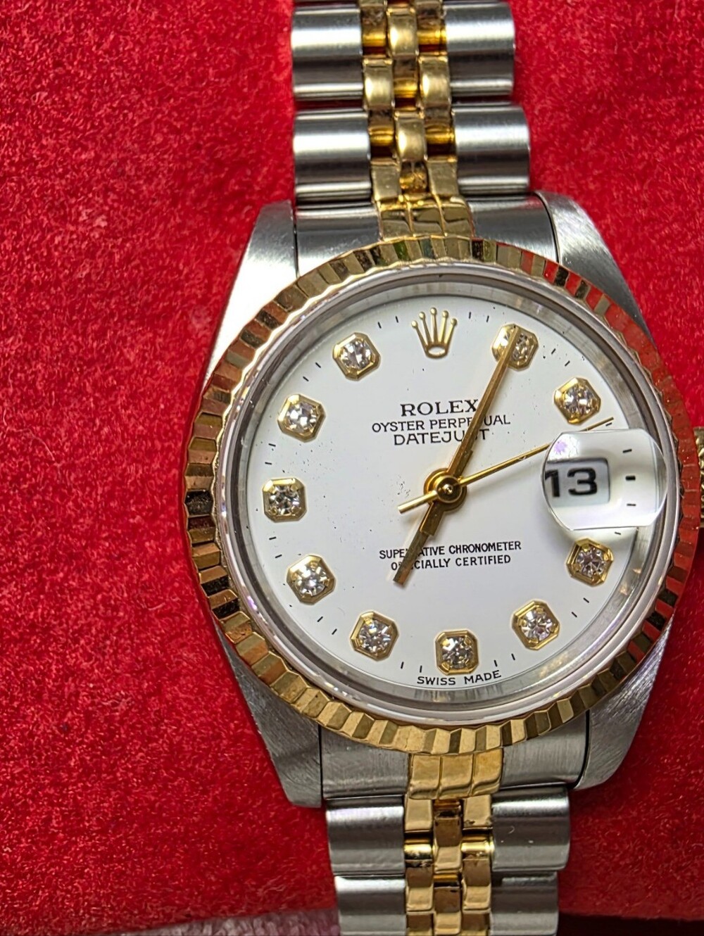 Rolex Two-Tone Gold and Silver Diamond Dial Datejust on Jubilee Bracelet